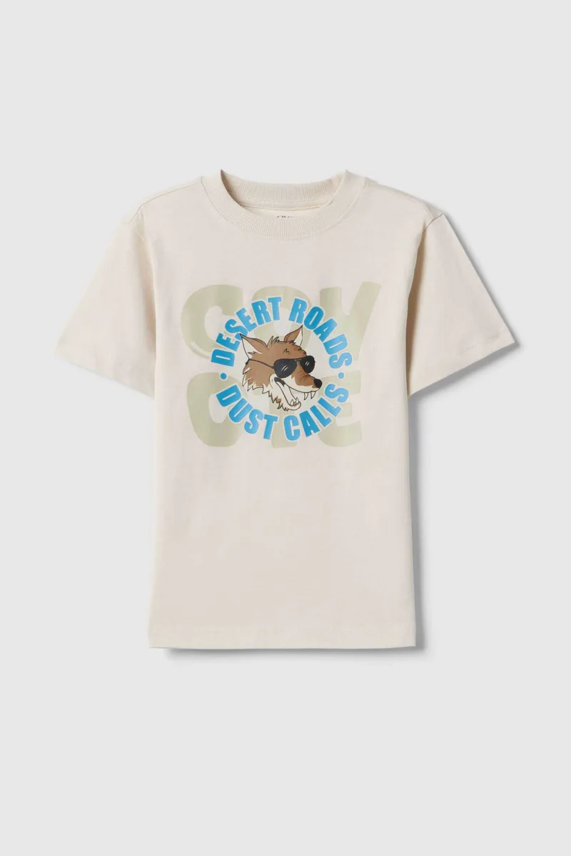 OVS παιδικό T-shirt με print Regular Fit - 002654327 Εκρού