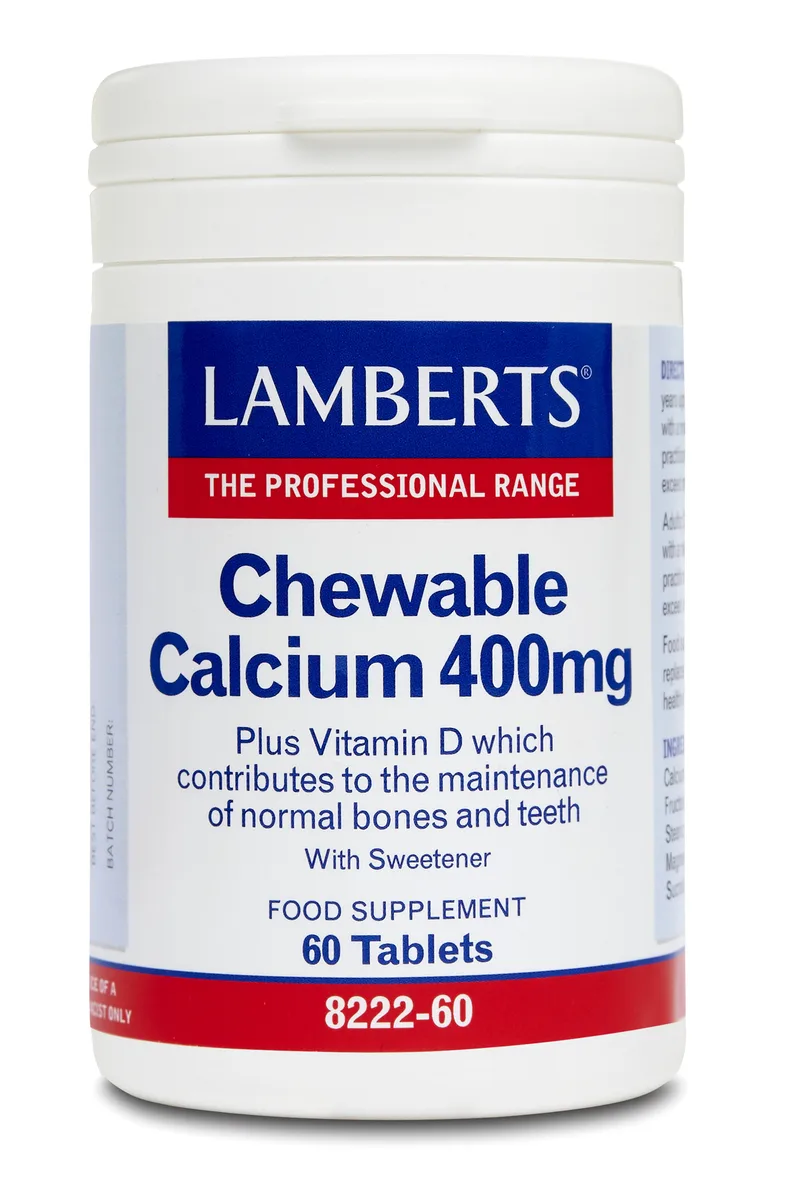 LAMBERTS Calcium 400MG Βοηθά για την Επίτευξη Ιδανικής Οστικής Πυκνότητας 60 chewable tabs