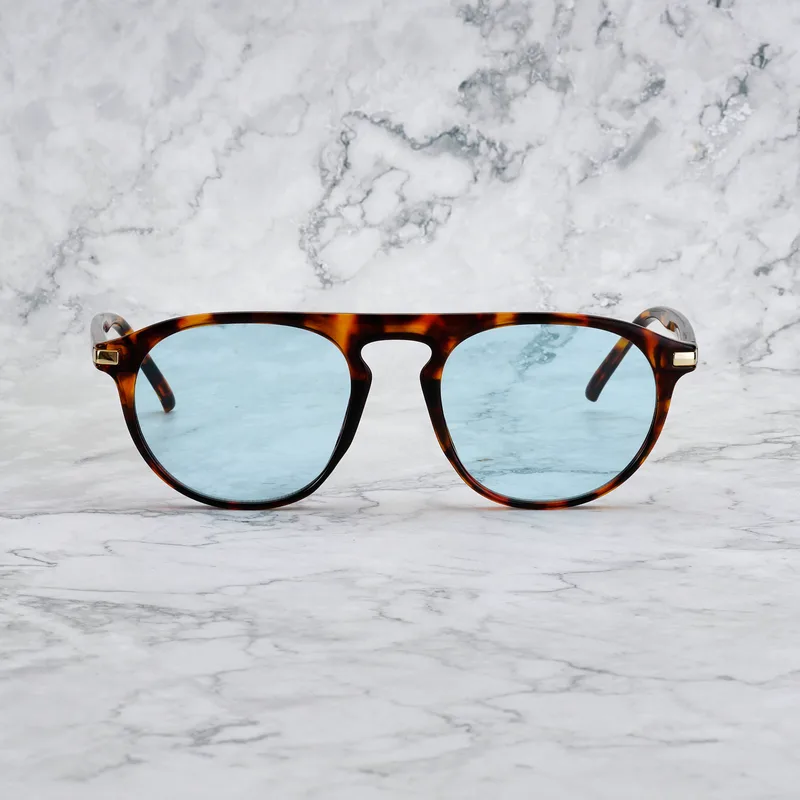 CARTER TORTOISE Tinted Sunglasses | Tortoise | Blue Shades | Explicit Poets Sunglasses