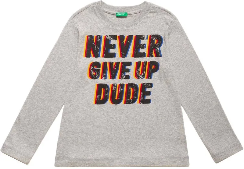 ΜΑΚΡΥΜΑΝΙΚΗ ΜΠΛΟΥΖΑ BENETTON 80'S BOY ΓΚΡΙ (90 CM)-(2 ΕΤΩΝ)