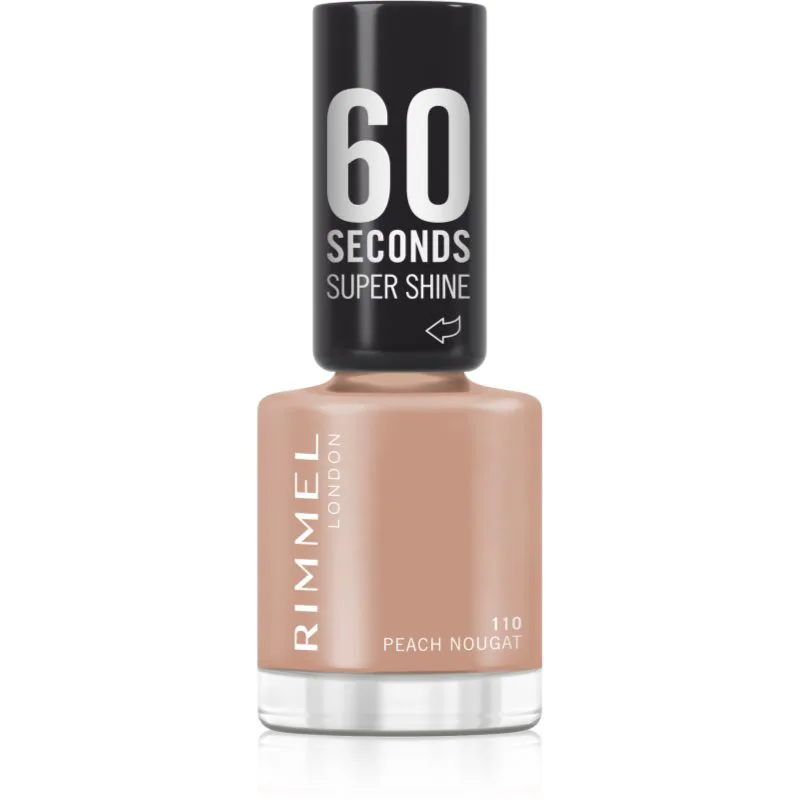 Rimmel 60 Seconds Super Shine βερνίκι νυχιών απόχρωση 110 Peach Nougat 8 ml