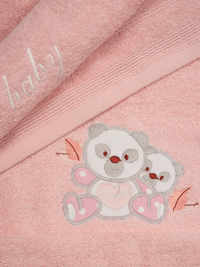 Παιδικές Πετσέτες (Σετ 2 Τμχ) Sunshine Κεντητές Panda 02 Pink/Pink