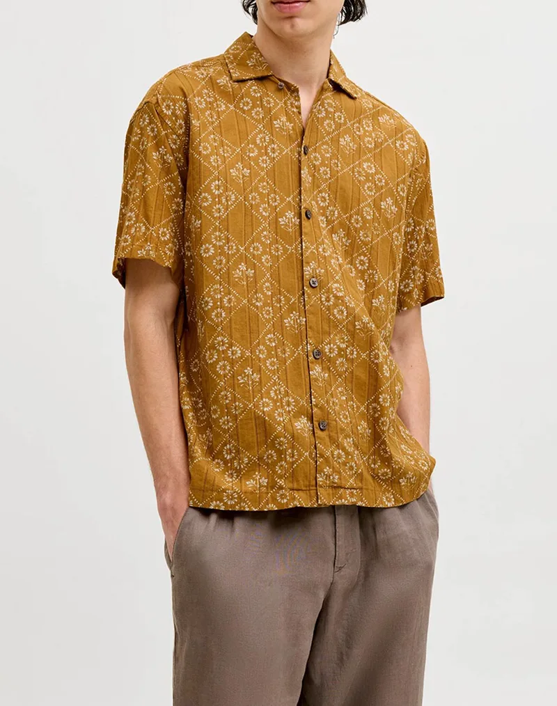 JACK&JONES JPRBLULYON PRINT DOBBY S/S SHIRT SN 12291968-Wood ThrushREALXFIT Mixed