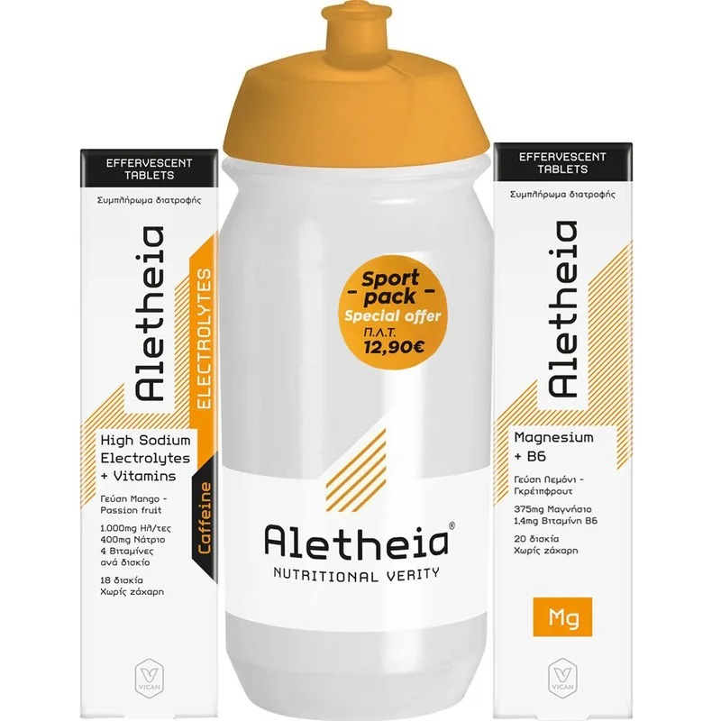 Vican Promo Aletheia High Sodium Electrolytes + Vitamins + Caffeine 18 Effer.tabs & Magnesium + Vitamin B6 20 Effer.tabs & Δώρο Sport Bottle 500ml 1 Τεμάχιο