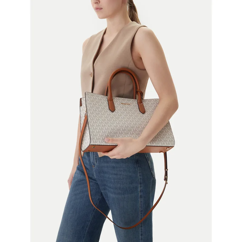 Τσάντα MICHAEL Michael Kors Scarlett Medium Signature Logo Satchel 30F4GETS2B Μπεζ