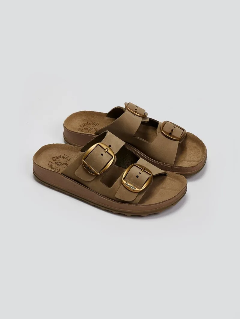 FANTASY SANDALS Leather Sandals with Buckles - S310 DESPOINA - Olive