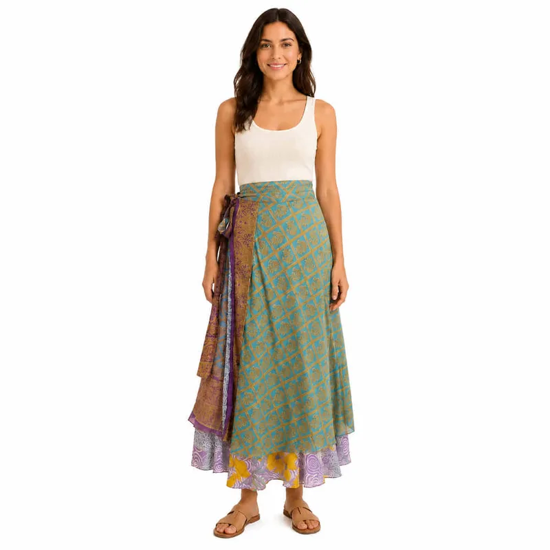 Μακριά Φούστα Boho με Εμπριμέ Σχέδια Λιλά 27499