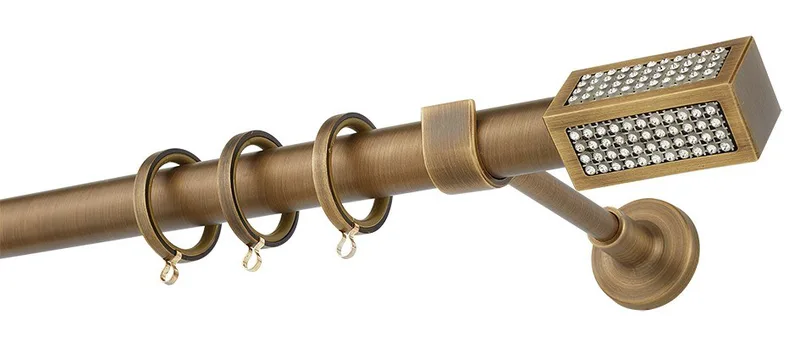 Κουρτινόβεργα Zogometal Easy Line E4139 Μπρονζέ Με Άκρα 01 Crystal
