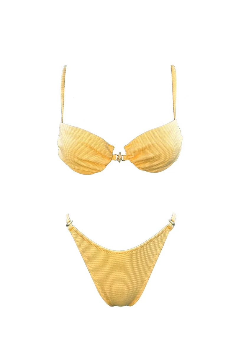 Emma Swimwear σετ γυναικείο μαγιό μπικίνι "Mimosa Snail Wire" - EMMA 1000 Κίτρινο