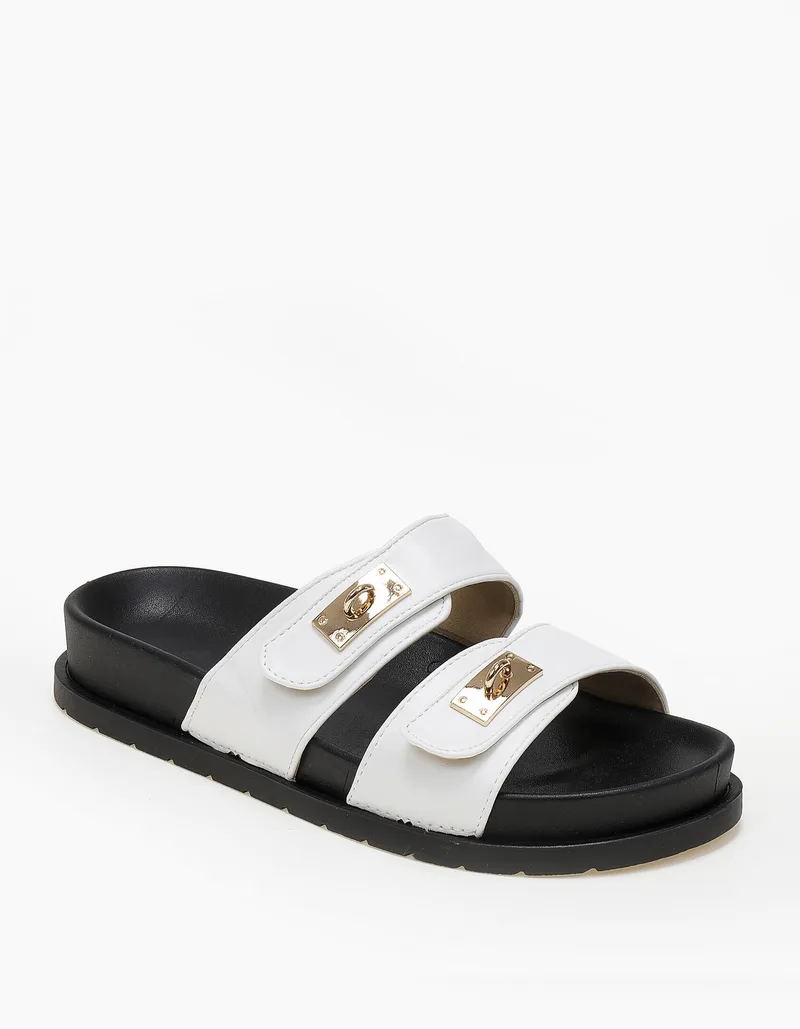 Σανδάλια flatform με suede φάσες - Λευκό