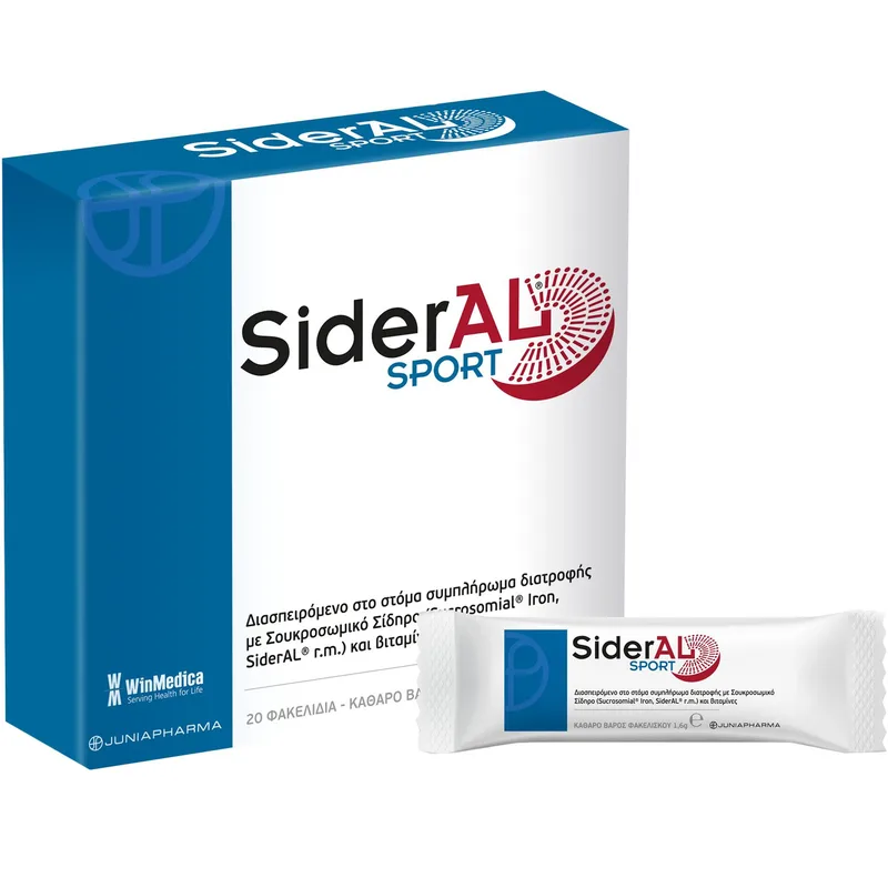 Winmedica Sideral Sport Συμπλήρωμα Διατροφής Σιδήρου Βιταμίνης C & Συμπλέγματος Βιταμινών Β για Ενέργεια & Αντοχή σε Περιπτώσεις Έντονης Σωματικής ή Πνευματικής Κόπωσης με Ευχάριστη Γεύση 20 Sachets