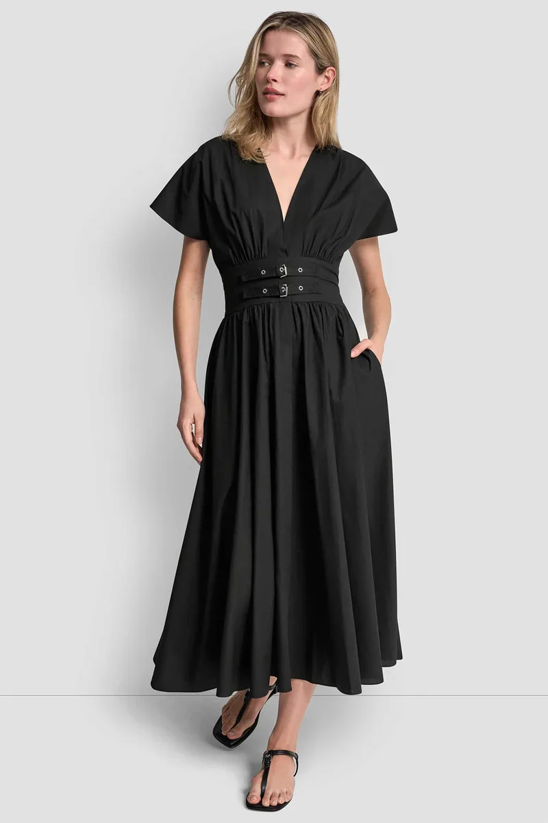 DKNY γυναικείο φόρεμα με αγκράφες στη μέση - DJ6D9194 Μαύρο