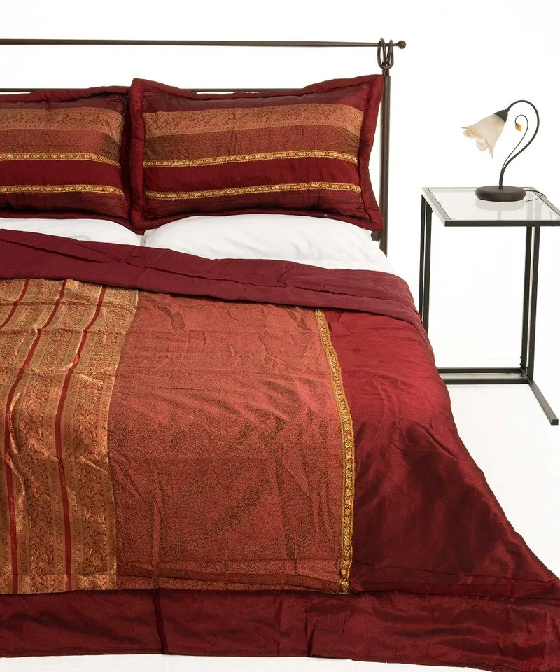 Σετ Κουβερλί Υπέρδιπλο Silk Fashion Taj Mahal Μπορντώ 220x240