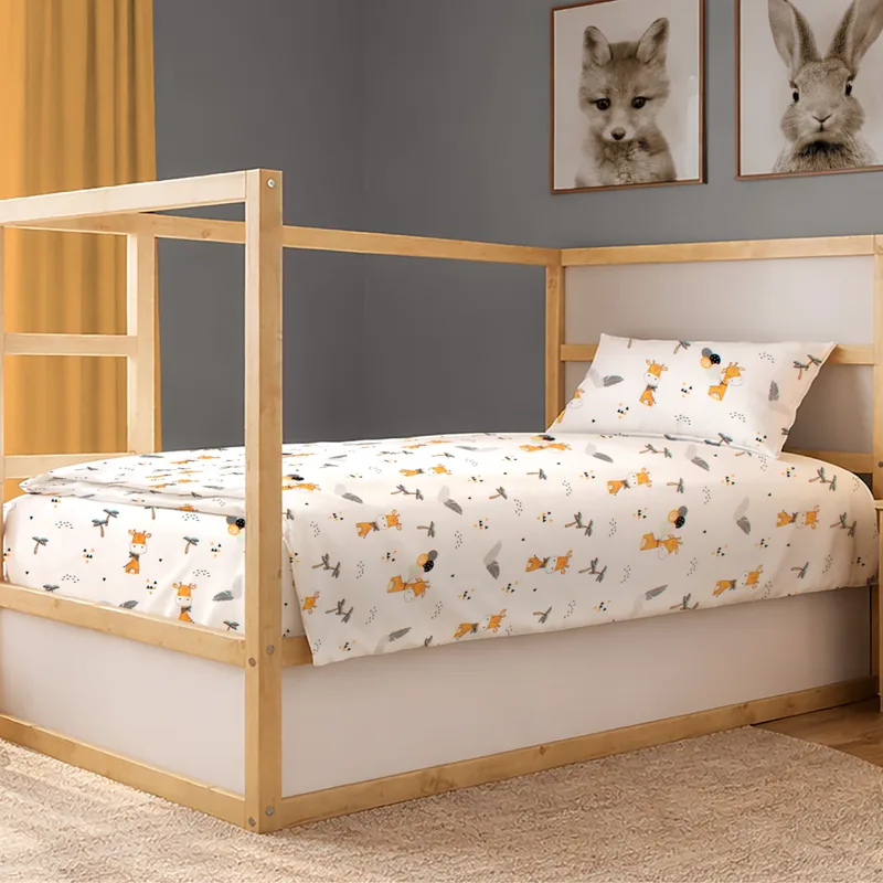 Σεντόνια Μονά (Σετ 3τμχ) Dimcol Giraffe 599 White - Πορτοκαλί