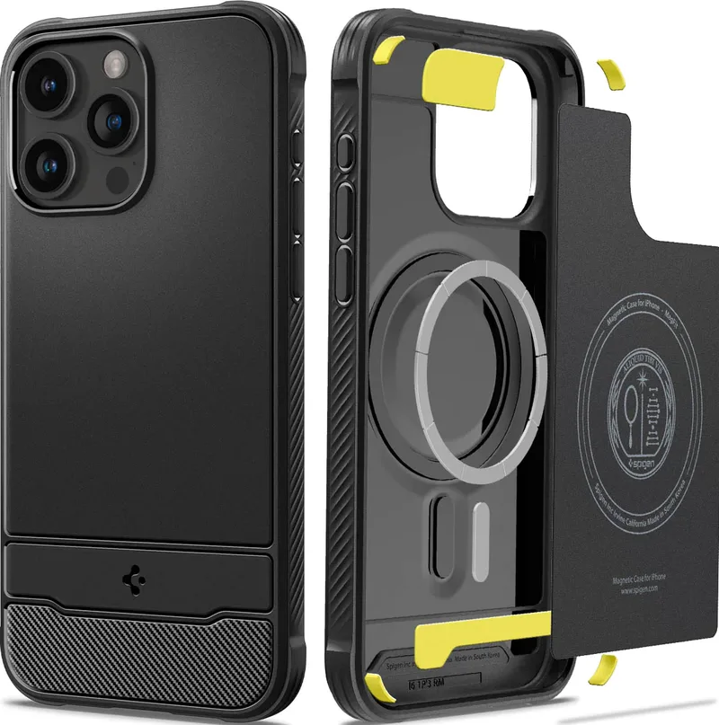 Θήκη Apple iPhone 15 Pro Max - Spigen Rugged Armor MagFit με MagSafe - Matte Black (ACS06561)