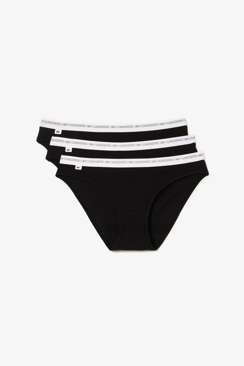 Lacoste σετ γυναικεία εσώρουχα brief με contrast μέση και λογότυπο (3 τεμάχια) - 8F1338 Μαύρο