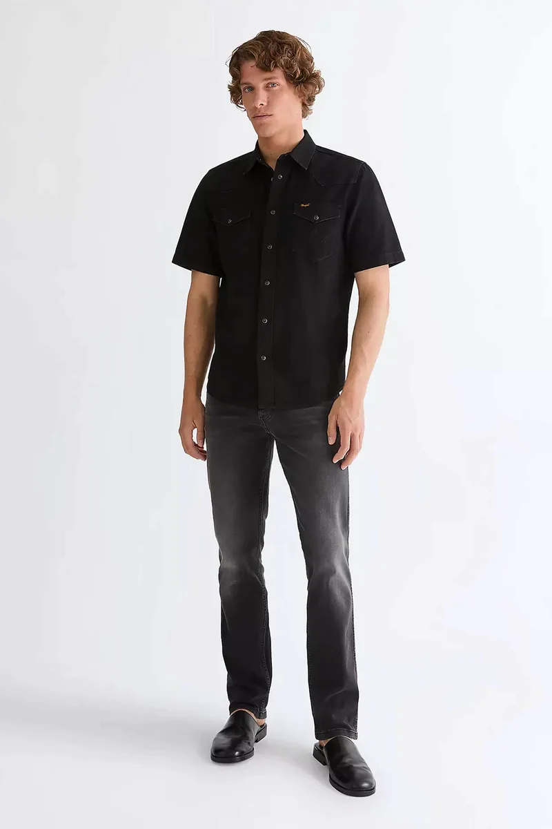 Wrangler® ανδρικό τζιν παντελόνι πεντάτσεπο Straight Fit "Greensboro" - 112377796 Μαύρο