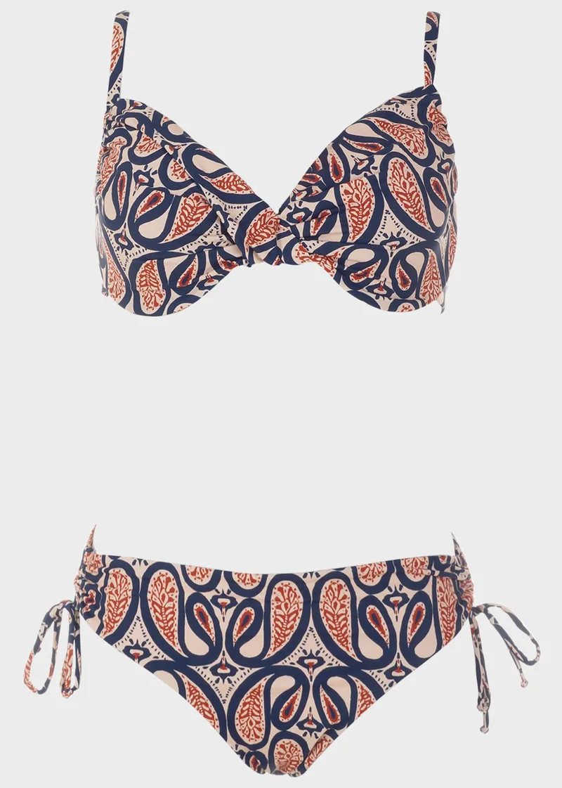 Bikini all print με μπανέλα. Καλύπτει D Cup ΜΠΛΕ