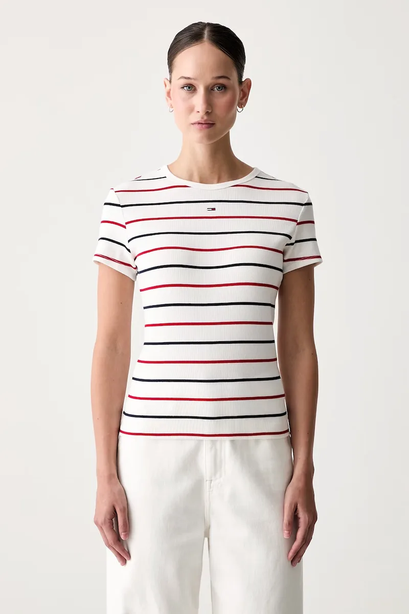 Tommy Jeans βασικό t-shirt γυναικείο βαμβάκι με ελαστάν