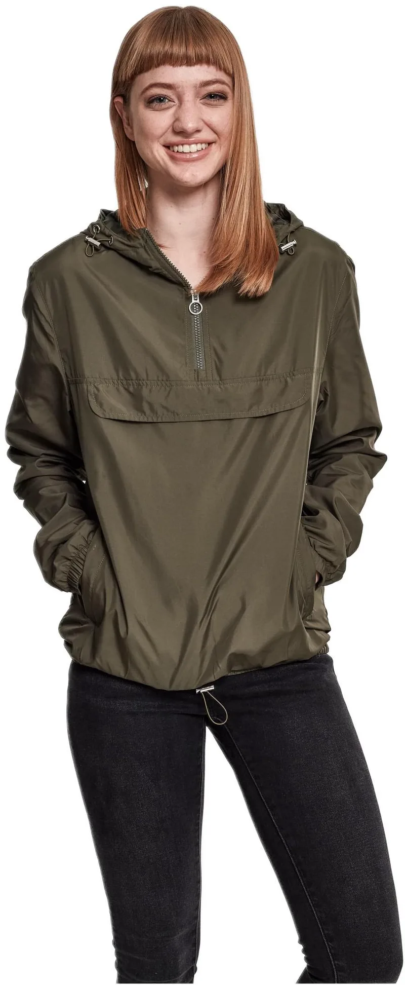 Ladies Basic Pull Over Jacket Urban Classics TB2013-00551 dark olive