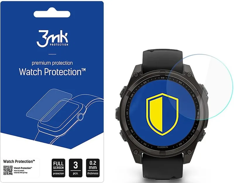 Hybrid Glass Garmin Fenix 8 Solar / Sapphire 47mm 3MK Premium Flexible Glass Αντιχαρακτικό Προστατευτικό Υβριδικό Οθόνης 0.2mm 3 Τεμάχια (5903108604789)