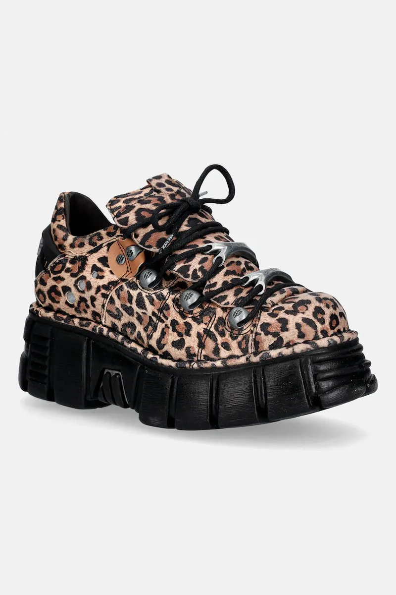 Σουέτ sneakers New Rock ANTE LEOPARDO CUERO, TOWER NEGRO+ lateral