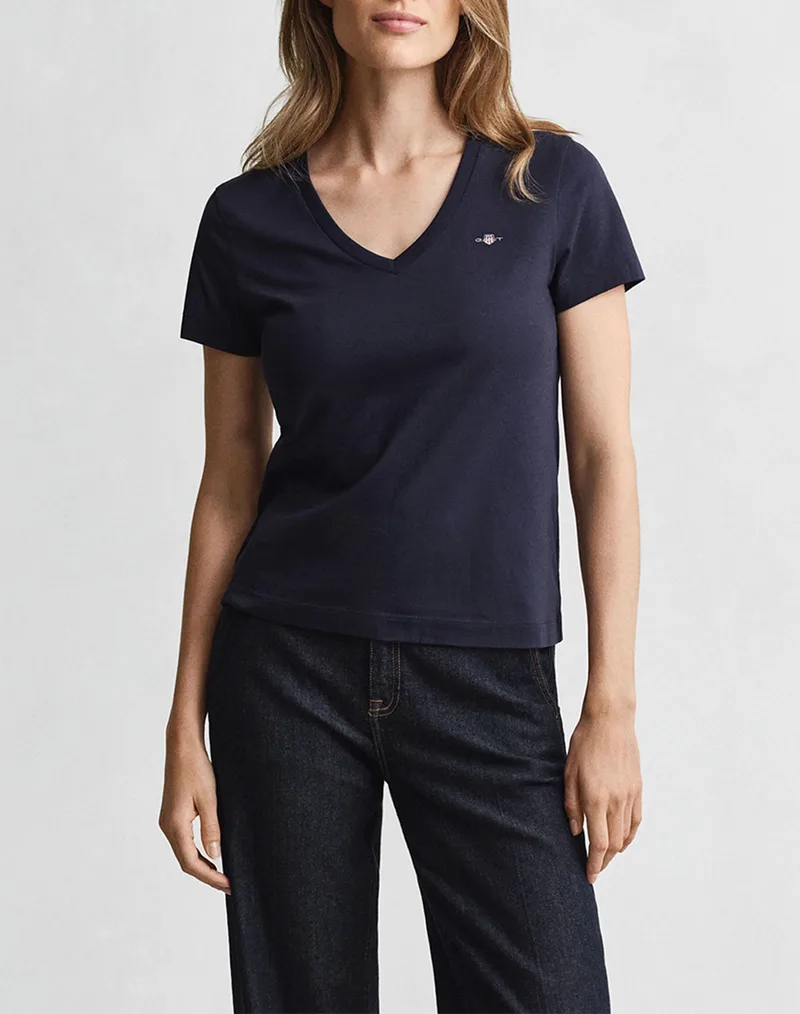GANT ΜΠΛΟΥΖΑ ΚΜ REG SHIELD SS V-NECK T-SHIRT 3GW4200750-433 DarkBlue