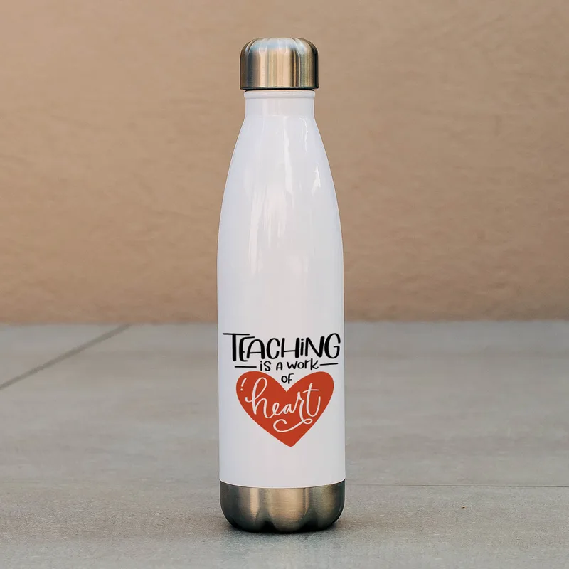 Teaching, Work of Heart - Μπουκάλι Θερμός 500ml - Λευκό