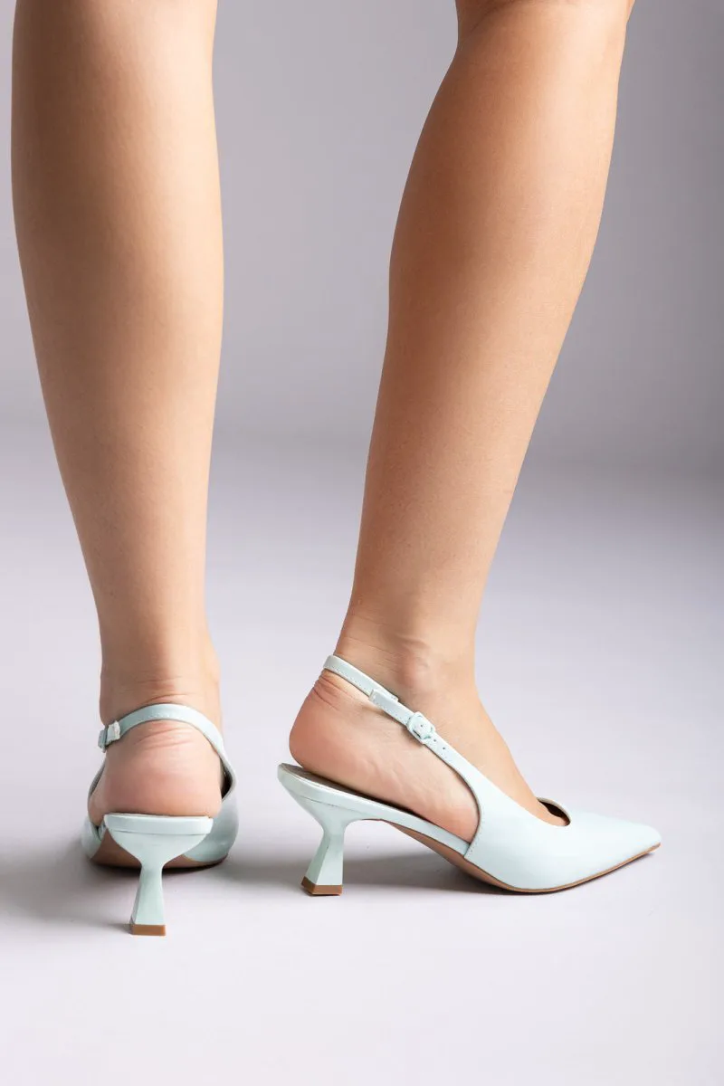 Ideal shoes Slingback Pumps - 5552 - Light Green Patent