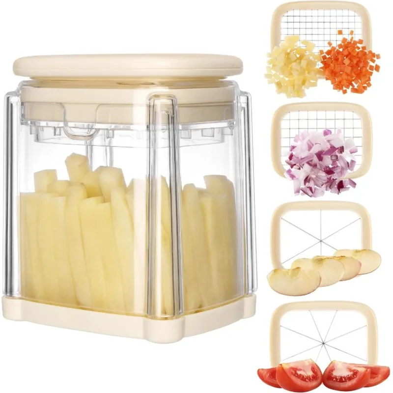 Πολυκόφτης Λαχανικών Navaris Vegetable Cutter Box από Ανοξείδωτο Ατσάλι με 4 Λεπίδες 14 x 11 - Cream (NAV000038DP001C)
