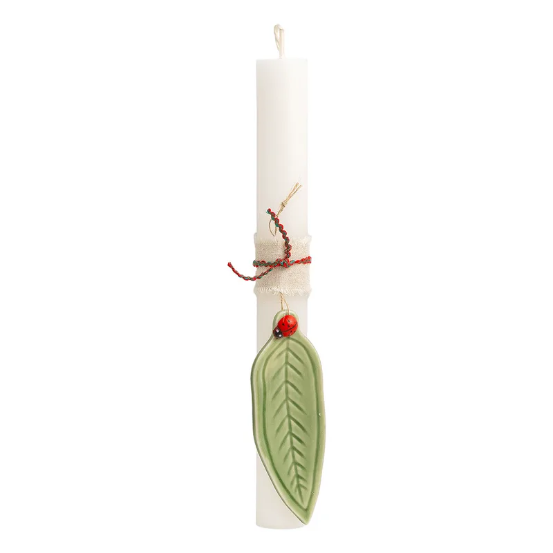 Beauty Home ΛΑΜΠΑΔΑ ΛΕΥΚΗ 25cm ΦΥΛΛΟ ΚΕΡΑΜΙΚΟ ΜΕ ΠΑΣΧΑΛΙΤΣΑ
