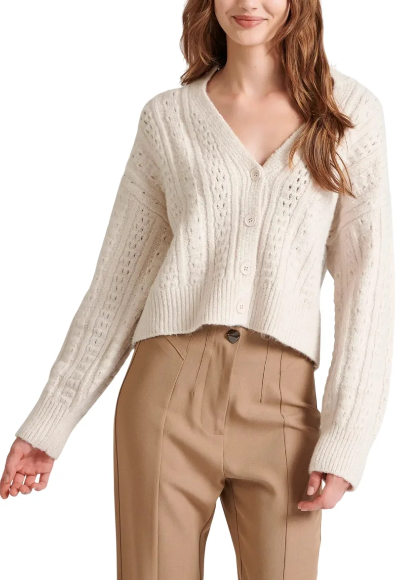 Ζακέτα Funky Buddha Relaxed Fit Cropped FBL010-121-09-CHALK Γυναικείο