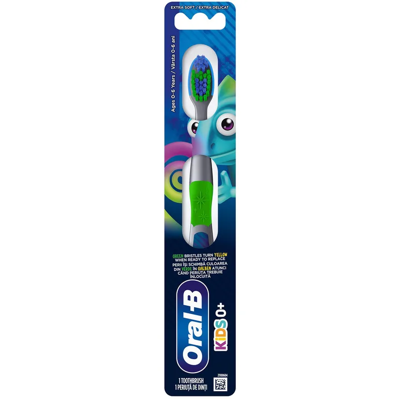 Oral-B Kids Pascal 0-6 Years Extra Soft Toothbrush Χειροκίνητη Παιδική Οδοντόβουρτσα, με Πολύ Μαλακές Ίνες για τα Ευαίσθητα Παιδικά Δοντάκια 1 Τεμάχιο - Λαχανί