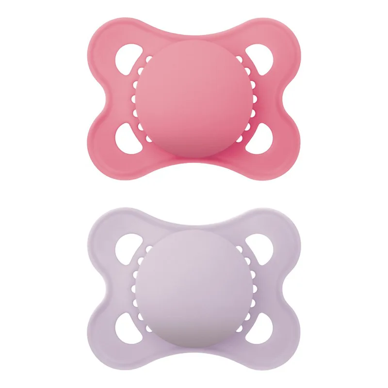 Mam Original Unprinted Silicone Soother 2-6m Ορθοδοντική Πιπίλα Σιλικόνης με Θήκη Μεταφοράς & Αποστείρωσης 2 Τεμάχια, Κωδ 118SGc - Φούξια / Λιλά