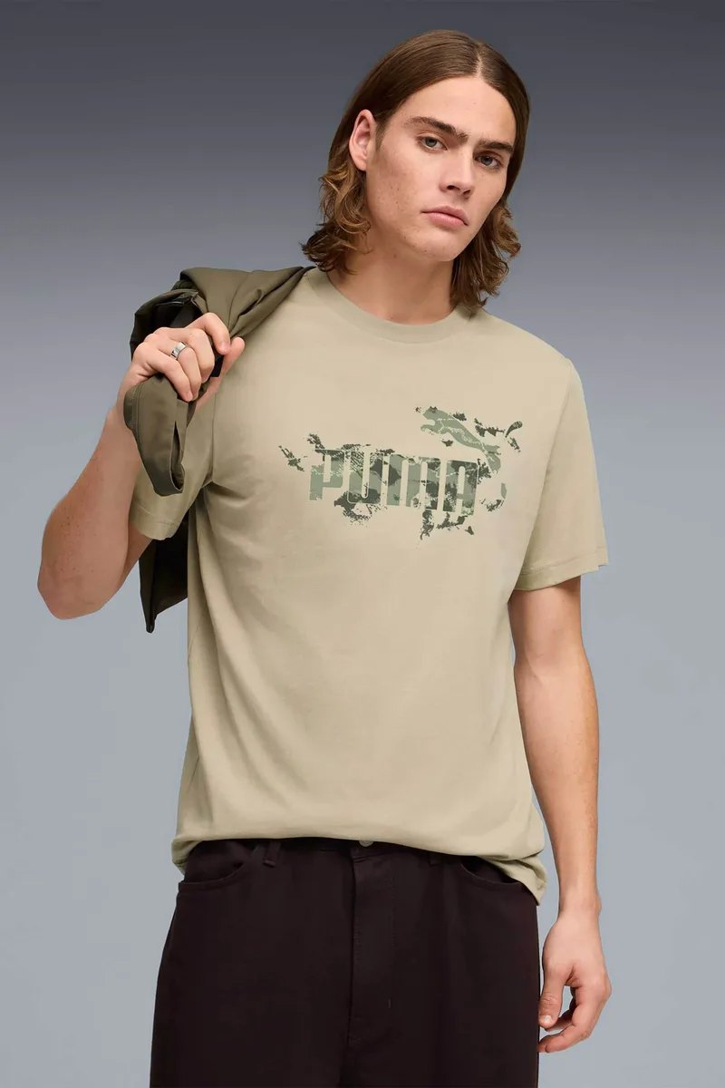 Puma ανδρικό T-shirt με λογότυπο Regular Fit "Camo" - 692034 Μπεζ