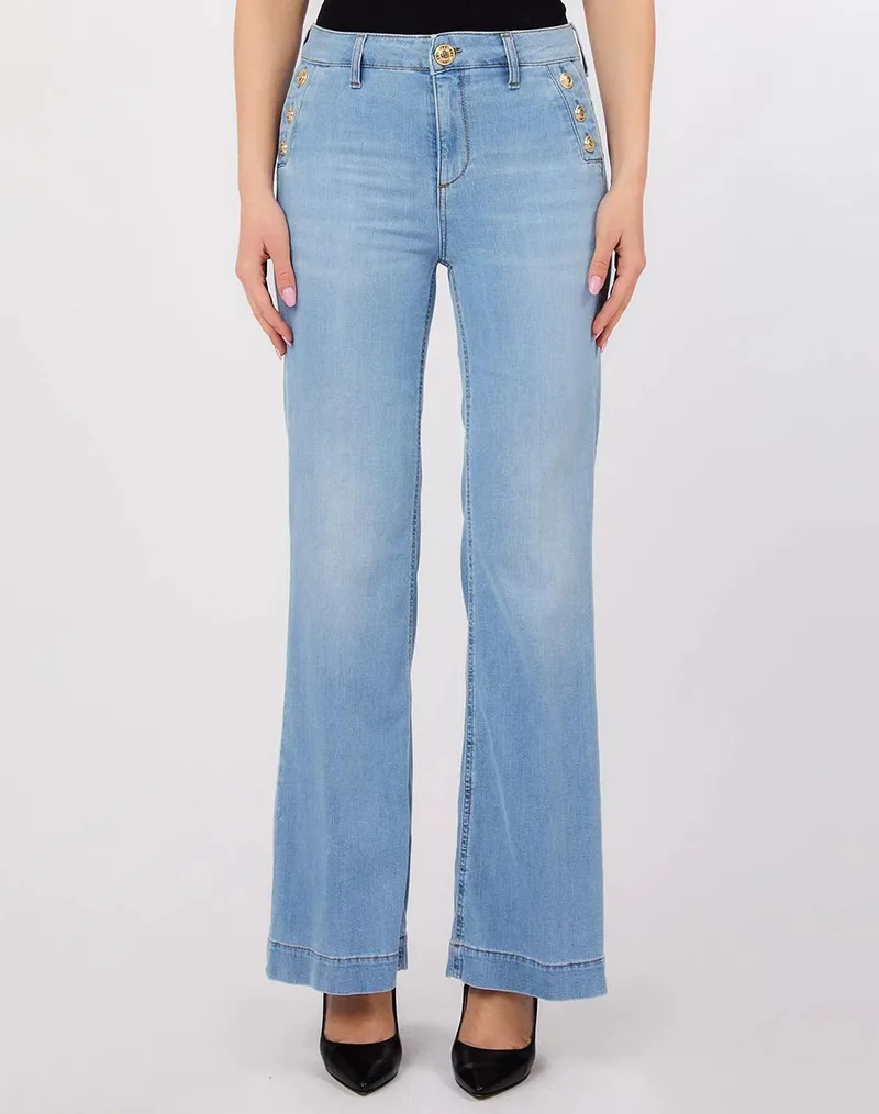 LIU JO DENIM_UA6D48_B.UP FLARE BUTTON HW ΠΑΝΤΕΛΟΝΙ ΓΥΝΑΙΚΕΙΟ UA6162D0275-78987 DenimLightBlue