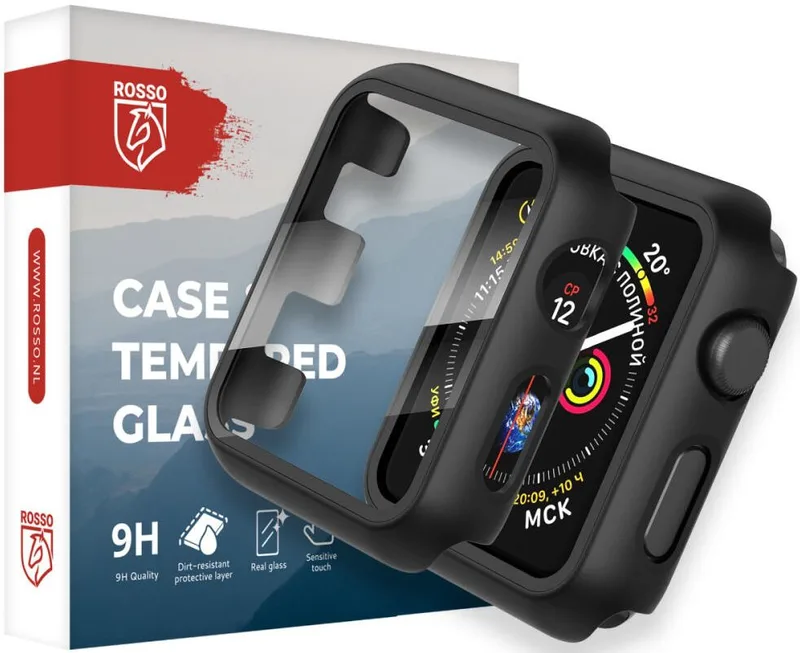 Θήκη Apple Watch 11/ 10 42mm Κόκκινο με Tempered Glass - Black (8719246461194)