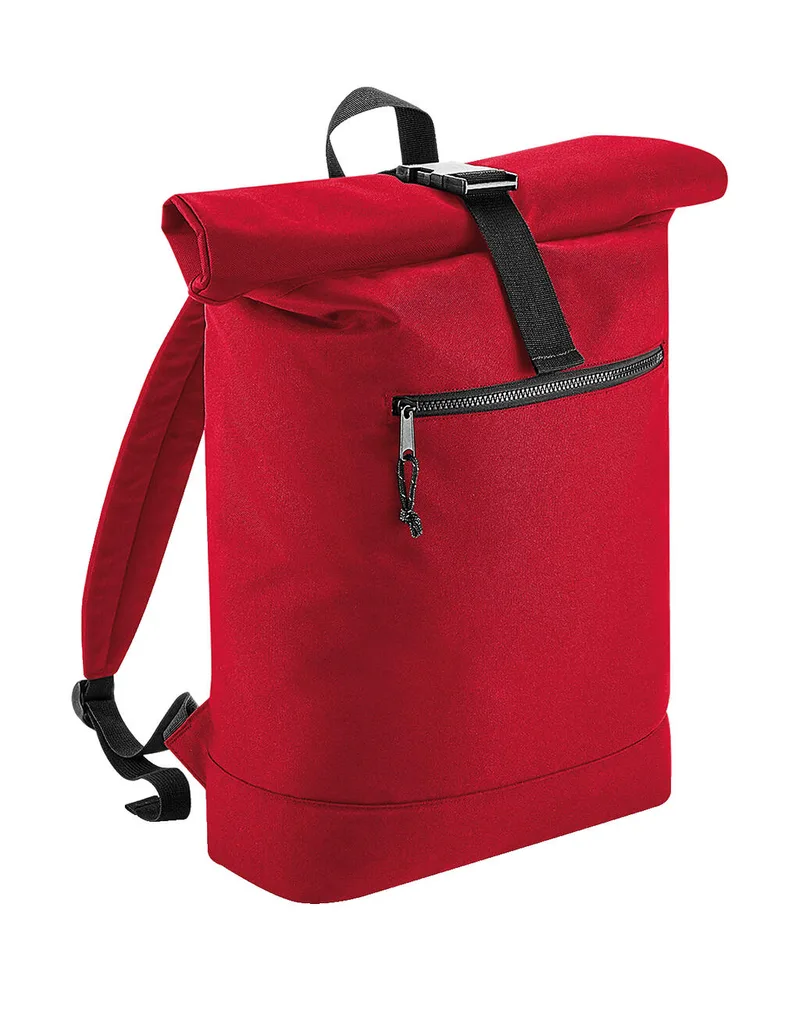 Recycled Roll-Top Backpack Bag Base BG286 Classic Red