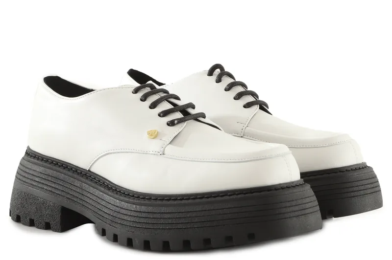 Παπούτσια Δετά Chiara Ferragni Δερμάτινα Derby CF3031_009-WHITE Γυναικείο