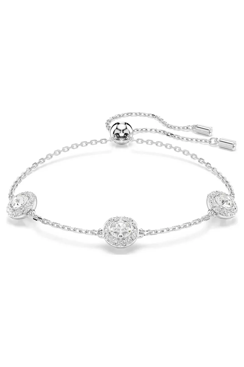 Swarovski γυναικείο βραχιόλι στρογγυλή κοπή, διπλής όψης μοτίβα, λευκό, επιμετάλλωση ροδίου "Una Angelic" - 5732272