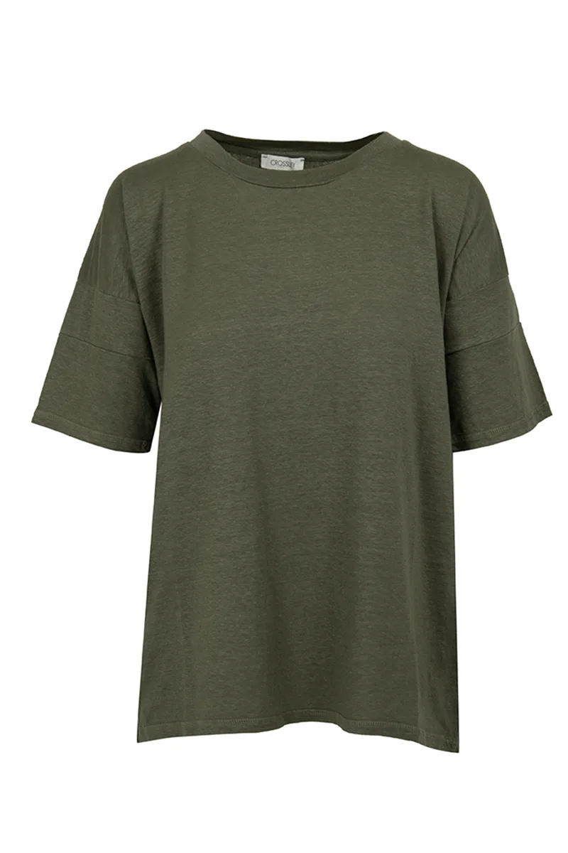 ΓΥΝΑΙΚΕΙΟ ΛΙΝΟ T-SHIRT CROSSLEY GERIAS ΧΑΚΙ