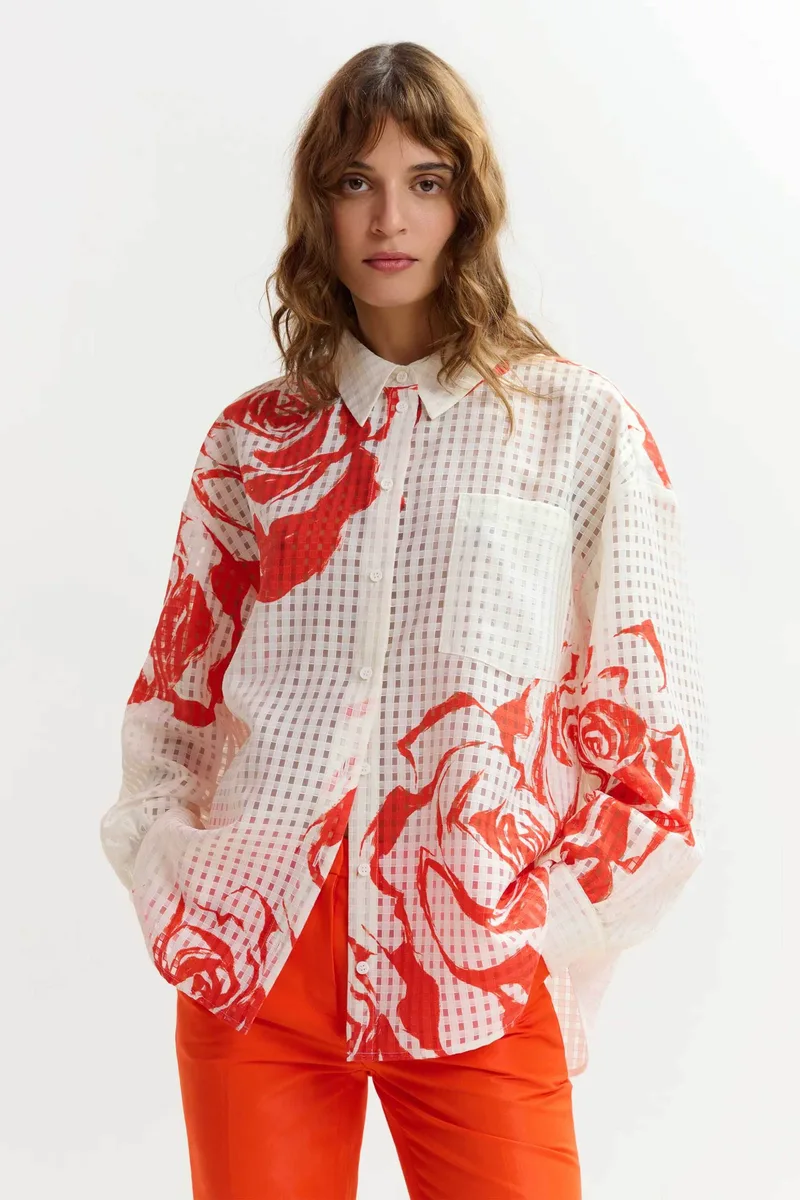 Essentiel Antwerp γυναικείο πουκάμισο oversized "Jorange" - JORANGE Λευκό
