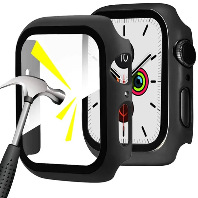 2-in-1 Hard Frame + Tempered Glass Black Apple Watch 40mm