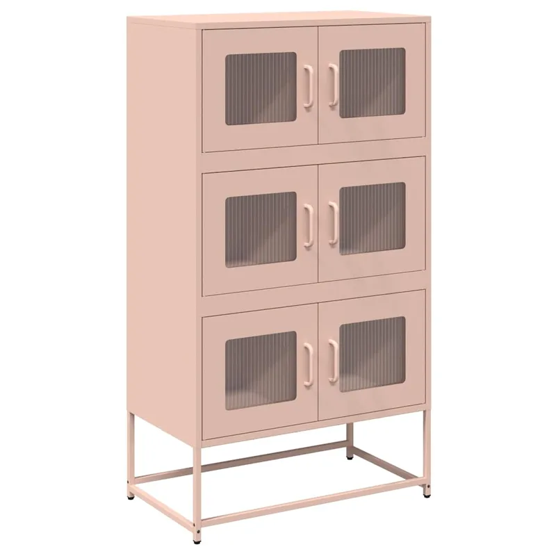 vidaXL Highboard Ροζ 68x39x123 cm Ατσάλι