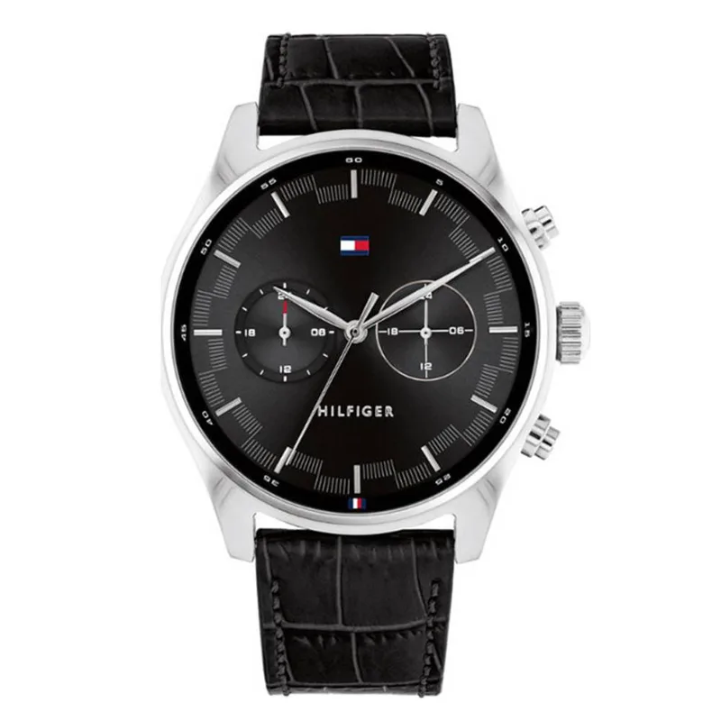 TOMMY HILFIGER Sawyer Black Leather Strap 1710424