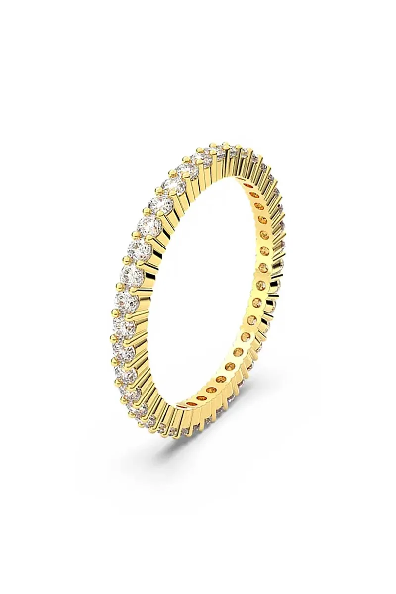 Swarovski γυναικείο δαχτυλίδι στρογγυλή κοπή, λευκό, φινίρισμα σε χρυσό τόνο "Matrix Vittore" (52) - 5656296