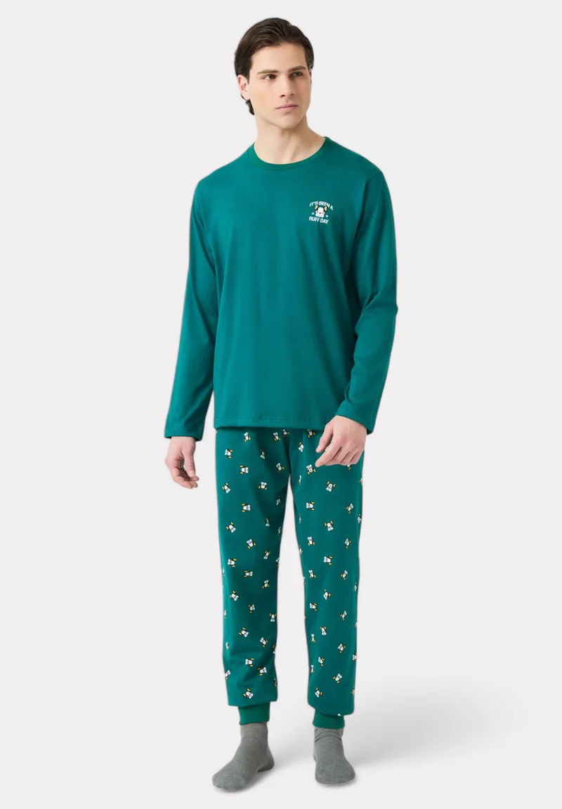 Πιτζάμα Ανδρική Bαμβακερή Minerva Bulldog Green Alpine 90-71164-843-Πράσινο