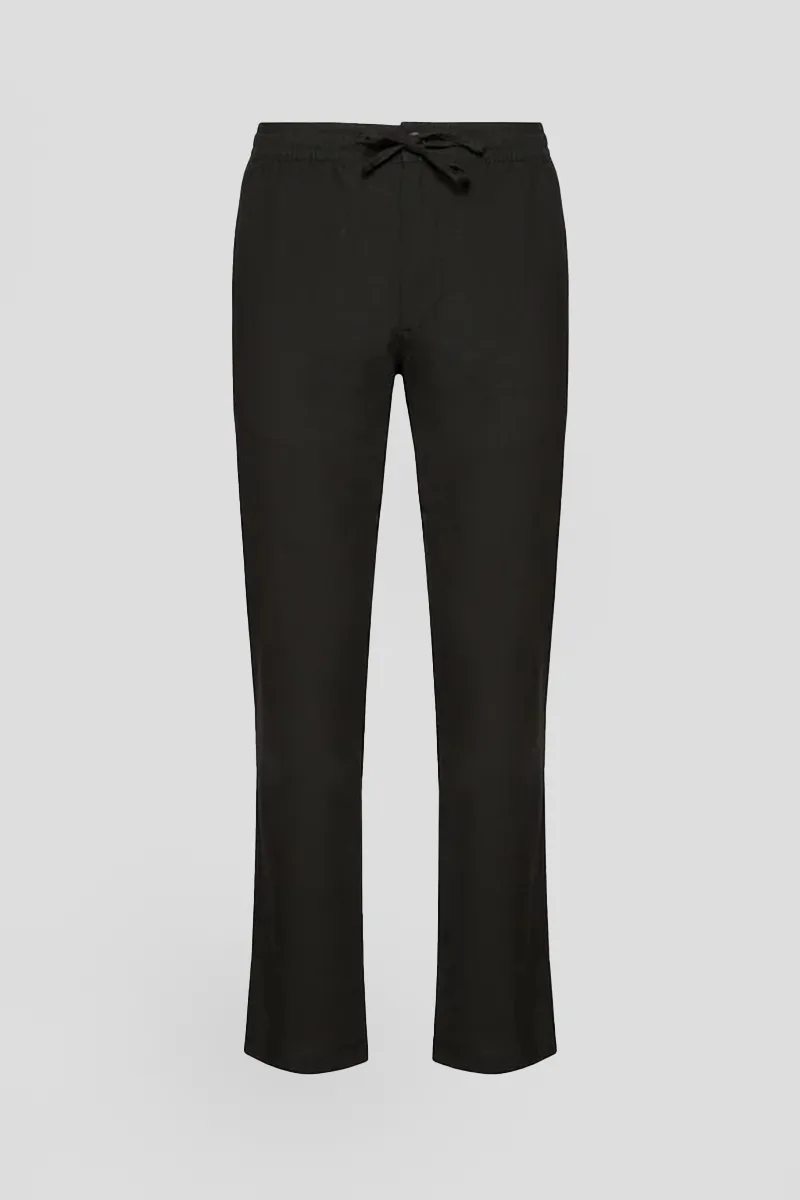 SELECTED HOMME Ανδρικό Μαύρο Linen Black Straight Fit Trousers