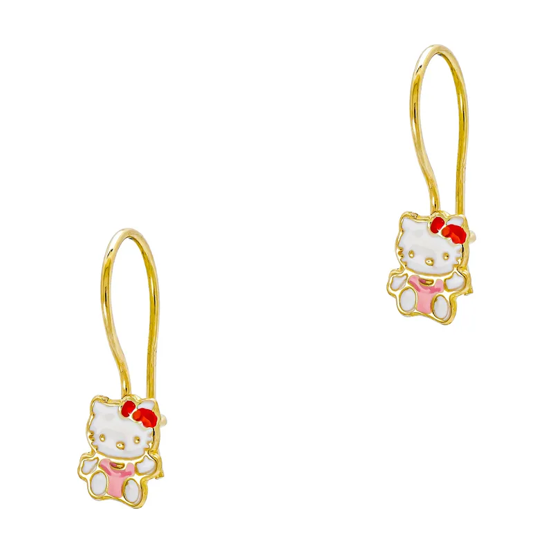 Παιδικά Σκουλαρίκια Hello Kitty Από Κίτρινο Χρυσό 9 Καρατίων PSK546