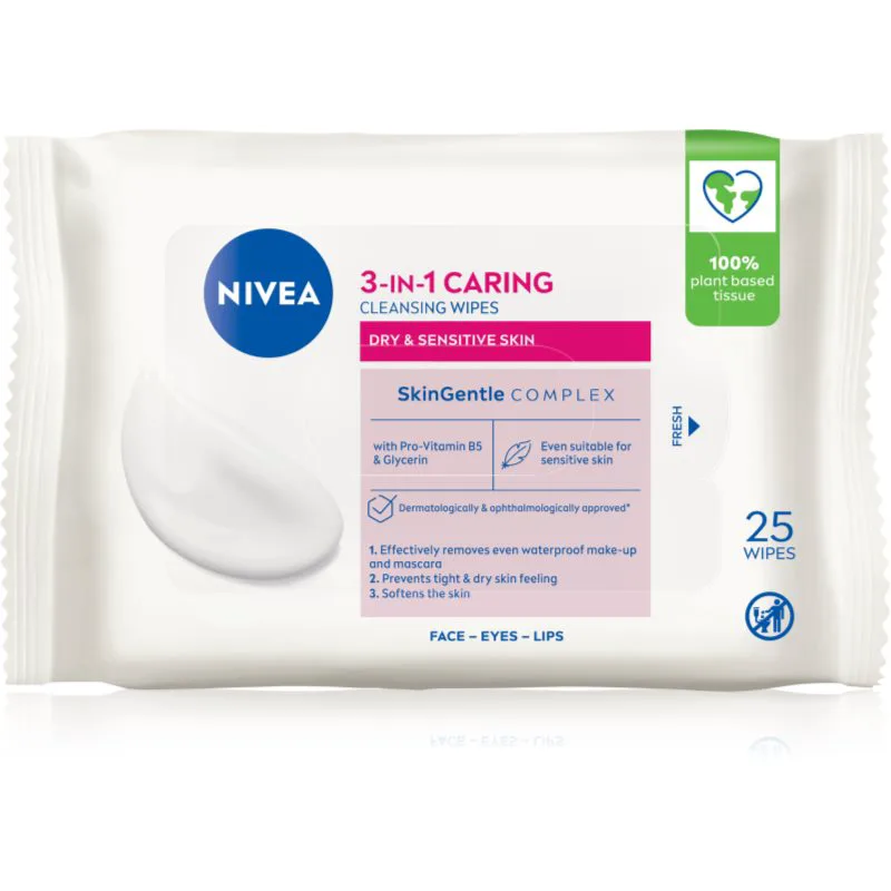 Nivea Face Cleansing απαλά καθαριστικά μαντηλάκια με γάλα αμυγδάλου 25 τμχ